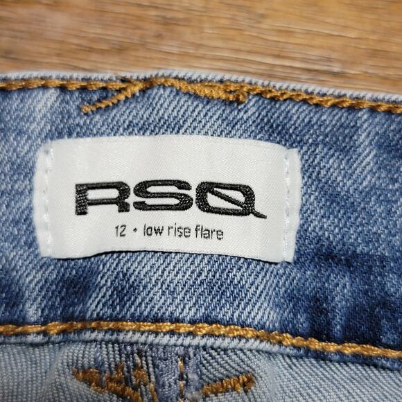 RSQ Girls Low Rise Flare Denim Jeans w/ Raw Hem - Size 12 - Picture 5 of 6